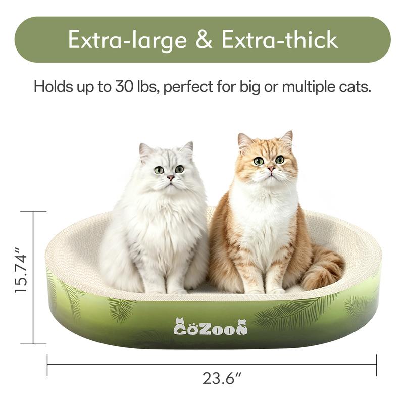 Two cats sitting side by side in the bowl, with its measurements marked